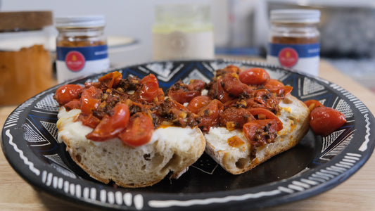 Ethiopian-style Tomato Compote, with goat cheese or burrata