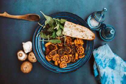 Pasta dinner sprinkled with Bessobela, Ethiopian Sacred Basil